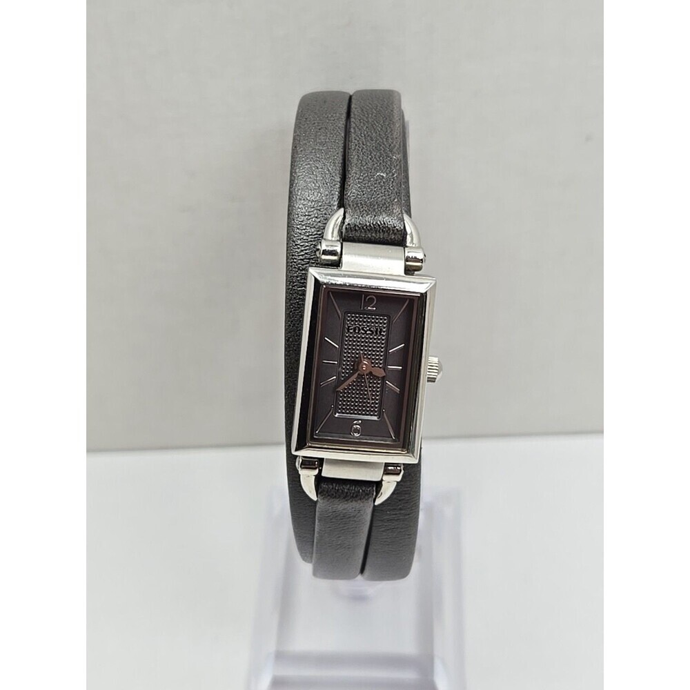 Fossil Delaney JR1371 Womens Gray Silver Tank Wrap Leather Watch New Battery